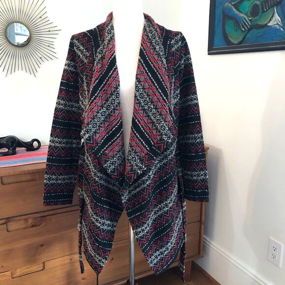 Jack by BB Dakota Open Front Wool Blend Knit Cardigan S Aztec Southwestern Boho - Picture 5 of 13